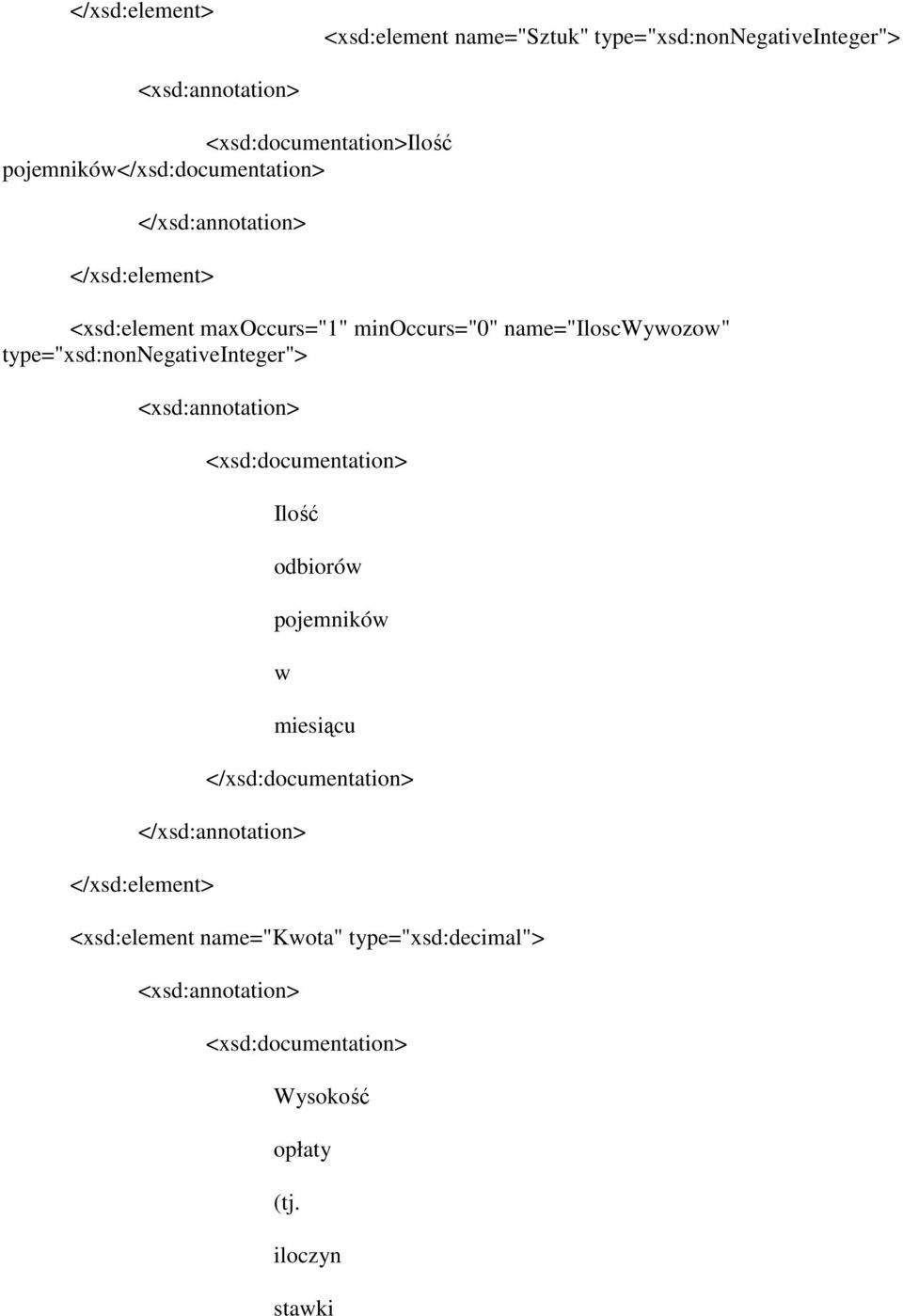 name="iloscwywozow" type="xsd:nonnegativeinteger"> Ilość odbiorów