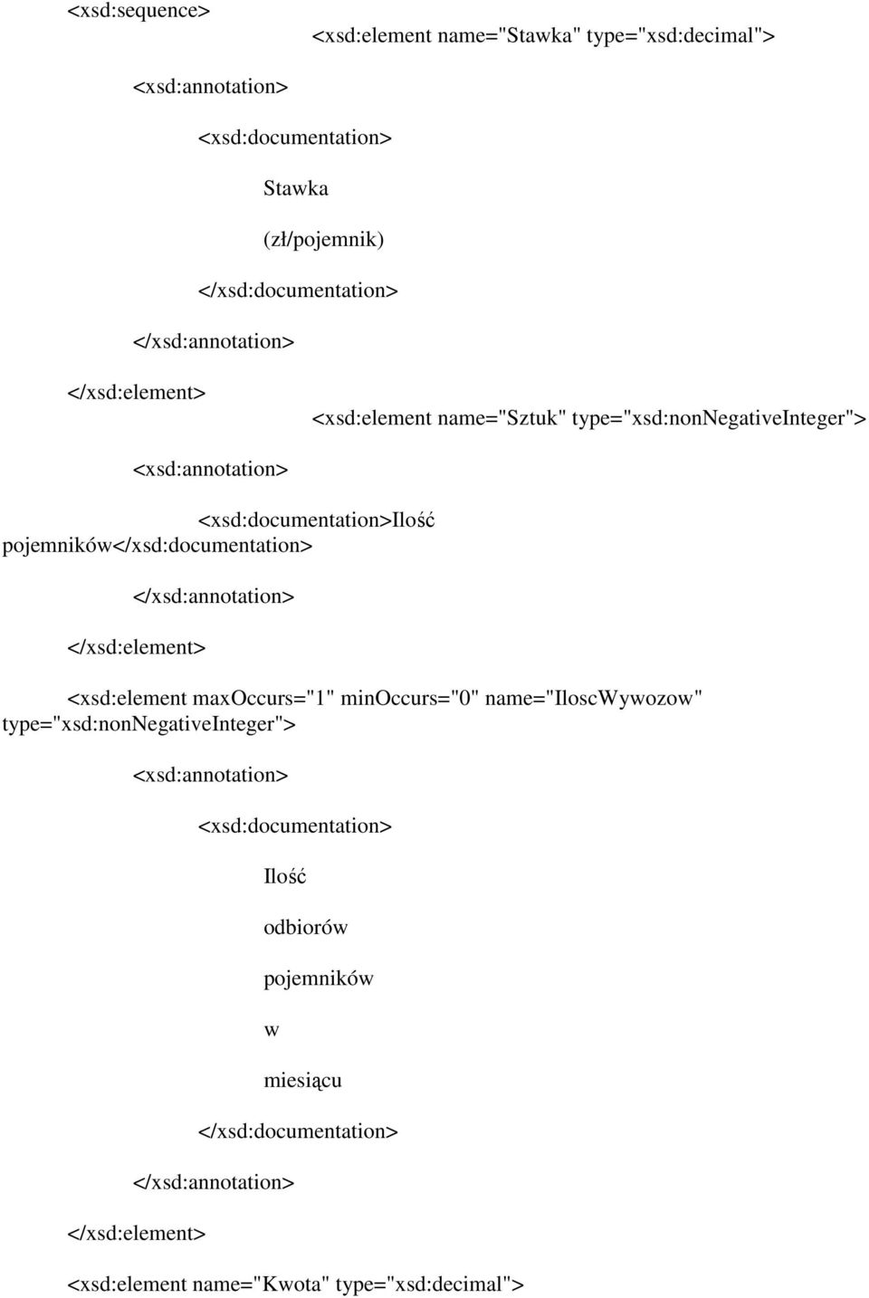 <xsd:element maxoccurs="1" minoccurs="0" name="iloscwywozow"