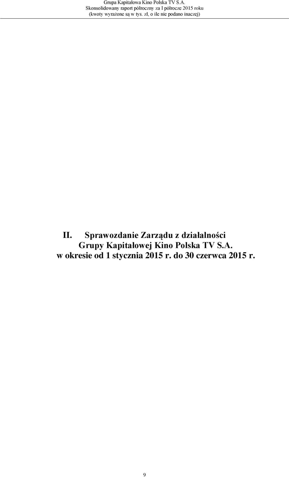 II. Sprawozdanie Zarządu z działalności Grupy