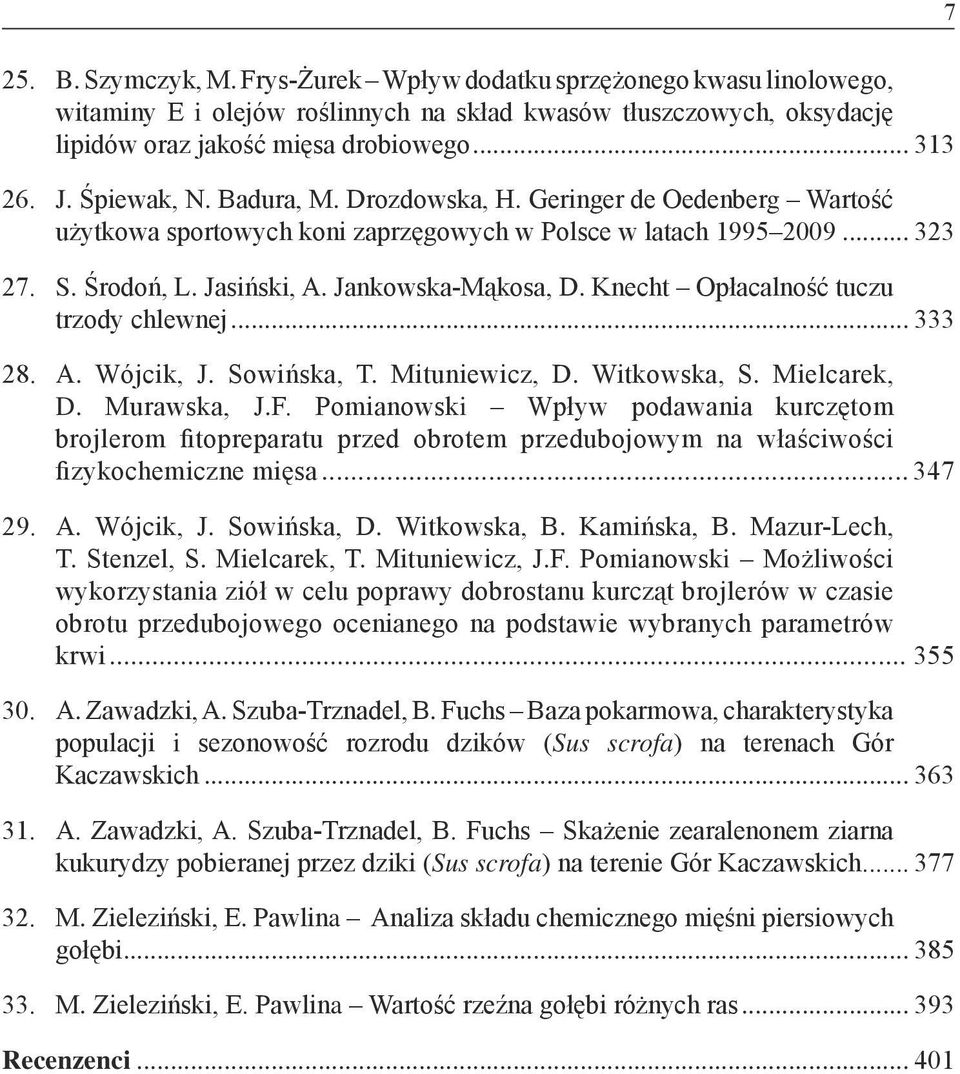 Knecht Opłacalność tuczu trzody chlewnej... 333 28. A. Wójcik, J. Sowińska, T. Mituniewicz, D. Witkowska, S. Mielcarek, D. Murawska, J.F.