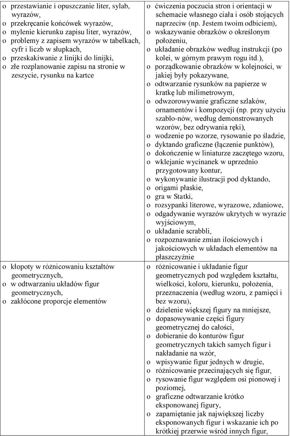 ćwiczenia pczucia strn i rientacji w schemacie własneg ciała i sób stjących naprzeciw (np.