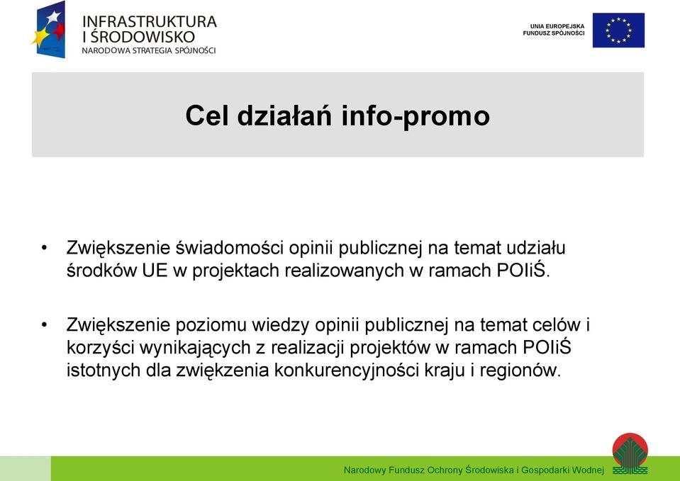 Zwiększenie poziomu wiedzy opinii publicznej na temat celów i korzyści