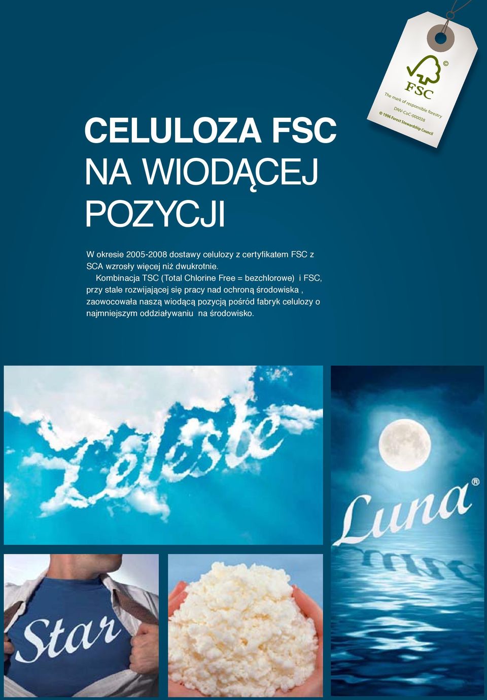 Kombinacja TSC (Total Chlorine Free = bezchlorowe) i FSC, przy stale rozwijającej się pracy nad