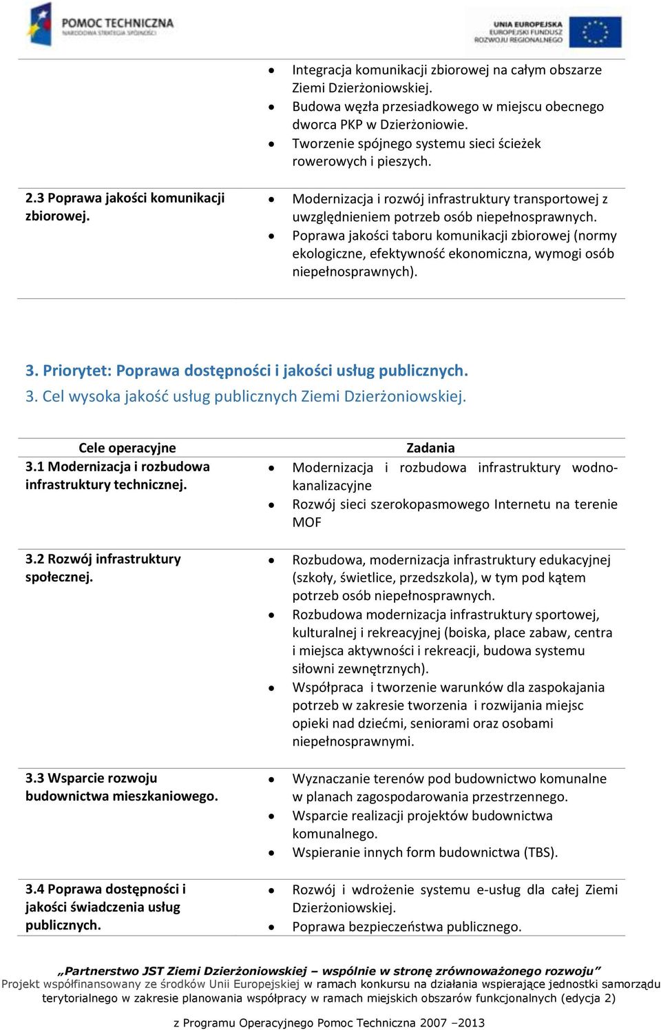 Modernizacja i rozwój infrastruktury transportowej z uwzględnieniem potrzeb osób niepełnosprawnych.