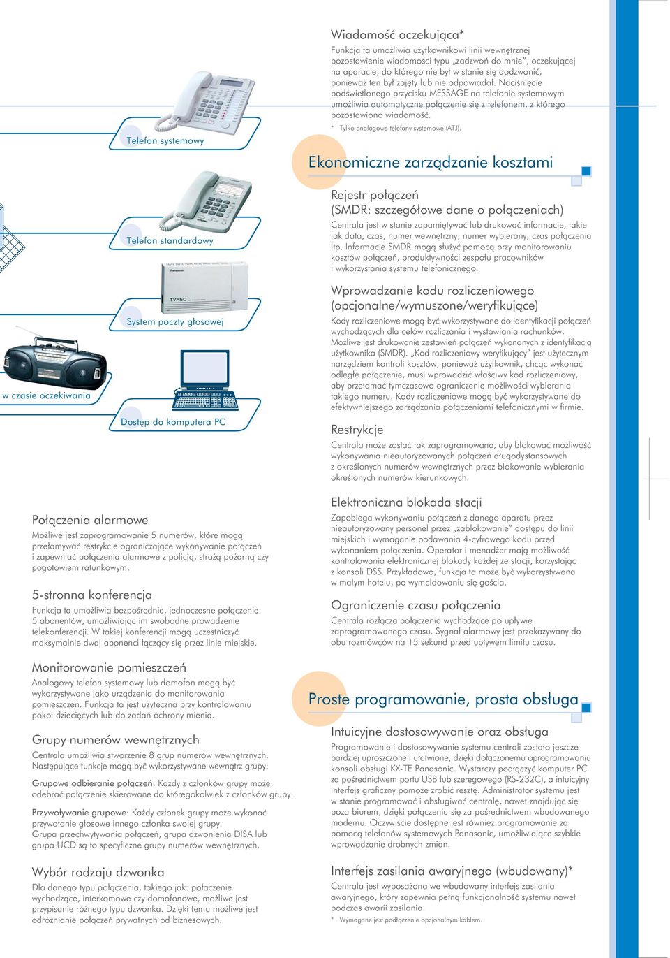 Naciœniêcie podœwietlonego przycisku MESSAGE na telefonie systemowym umo liwia automatyczne po³¹czenie siê z telefonem, z którego pozostawiono wiadomoœæ. * Tylko analogowe telefony systemowe (ATJ).