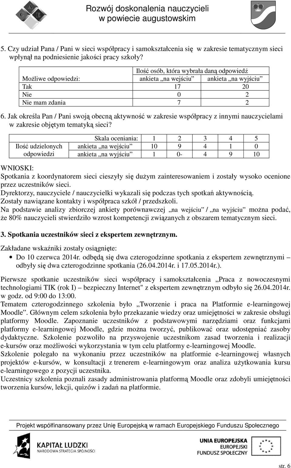 Jak określa Pan / Pani swoją obecną aktywność w zakresie współpracy z innymi nauczycielami w zakresie objętym tematyką sieci?