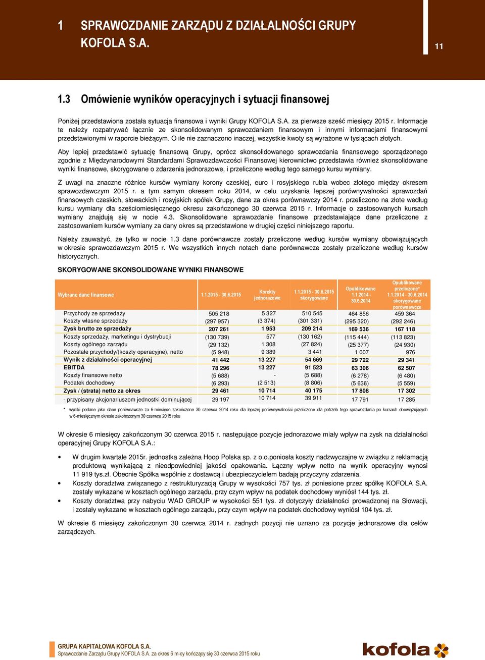 Informacje te należy rozpatrywać łącznie ze skonsolidowanym sprawozdaniem finansowym i innymi informacjami finansowymi przedstawionymi w raporcie bieżącym.