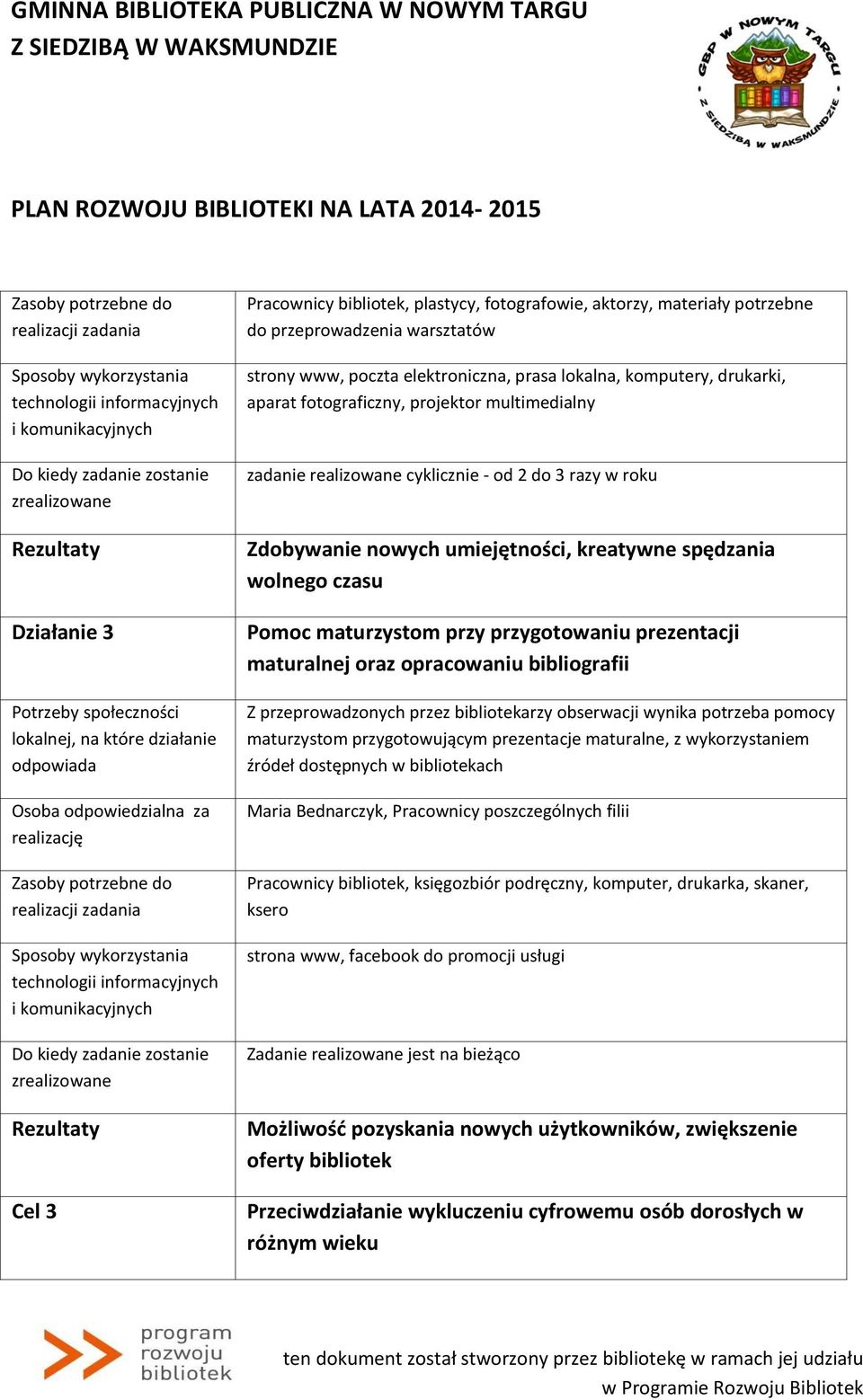 prezentacji maturalnej oraz opracowaniu bibliografii Z przeprowadzonych przez bibliotekarzy obserwacji wynika potrzeba pomocy maturzystom przygotowującym prezentacje maturalne, z wykorzystaniem