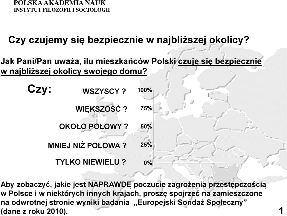 OKOŁO POŁOWY? MNIEJ NIŻ POŁOWA? 75% 50% 25% TYLKO NIEWIELU?