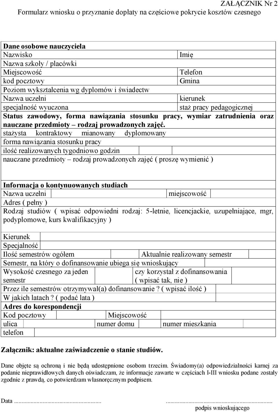 przedmioty rodzaj prowadzonych zajęć.