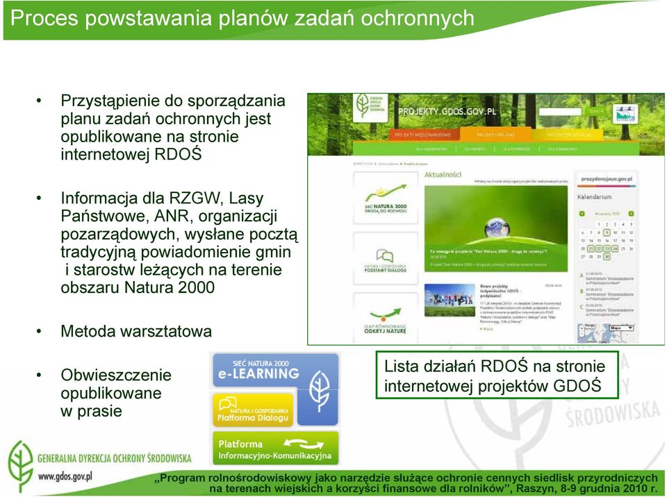 pozarządowych, wysłane pocztą tradycyjną powiadomienie gmin i starostw leżących na terenie obszaru