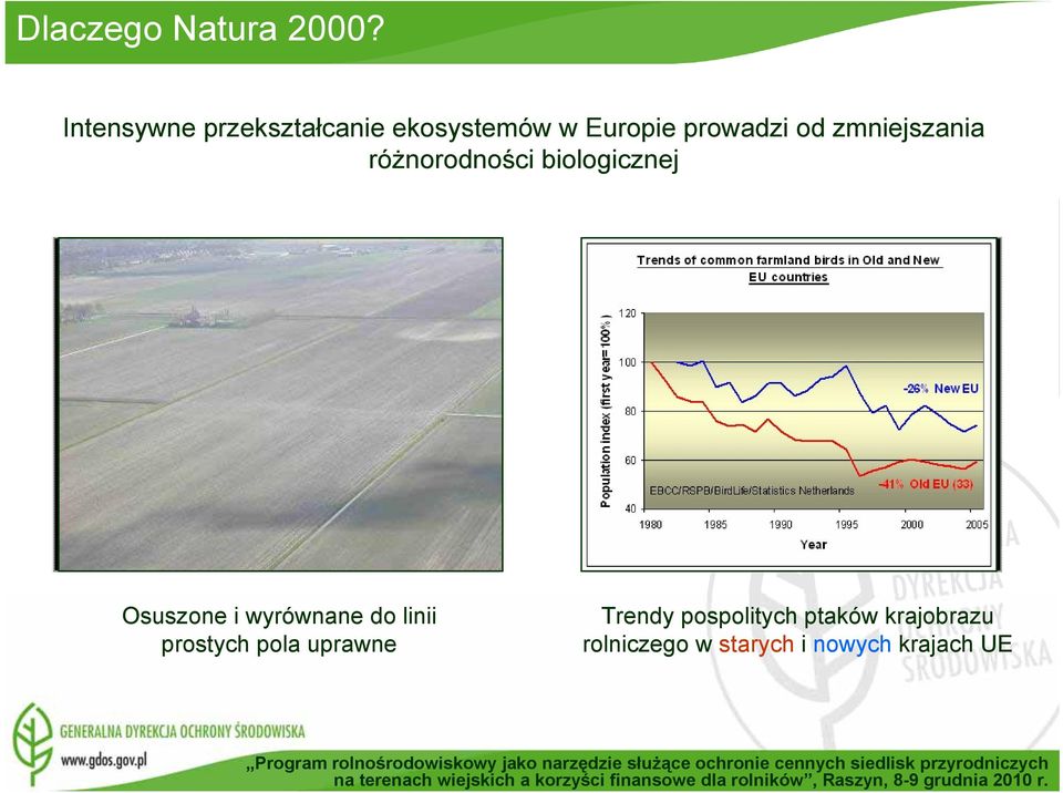 zmniejszania różnorodności biologicznej Osuszone i wyrównane