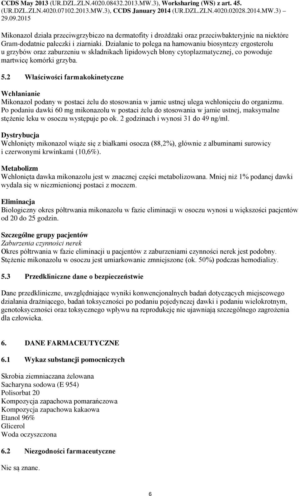 2 Właściwości farmakokinetyczne Wchłanianie Mikonazol podany w postaci żelu do stosowania w jamie ustnej ulega wchłonięciu do organizmu.