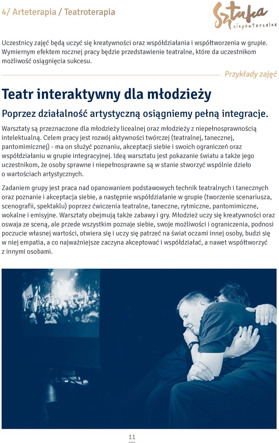 Teatr interaktywny dla młodzieży Przykłady zajęć Poprzez działalność artystyczną osiągniemy pełną integracje.