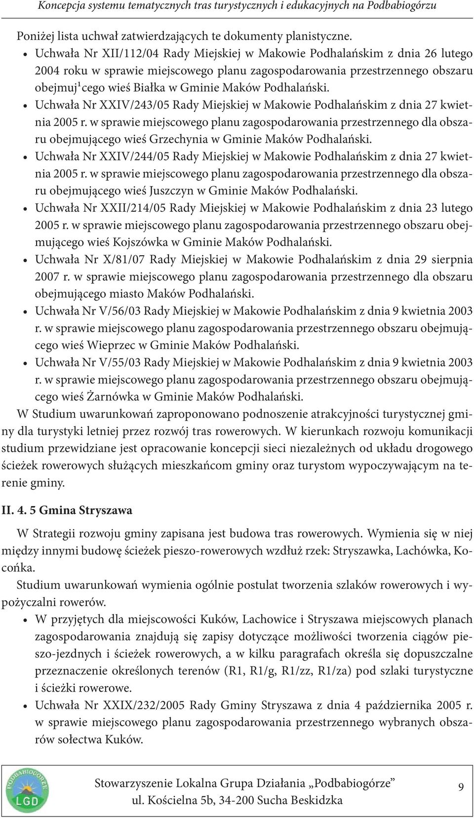 Podhalański. Uchwała Nr XXIV/243/05 Rady Miejskiej w Makowie Podhalańskim z dnia 27 kwietnia 2005 r.
