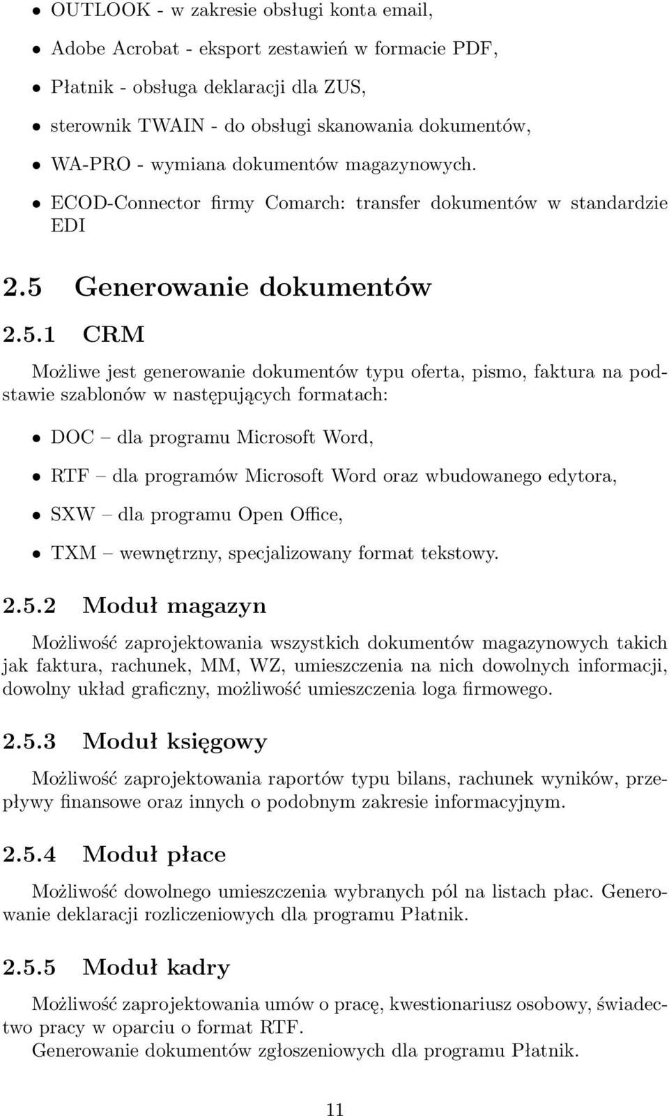 Generowanie dokumentów 2.5.