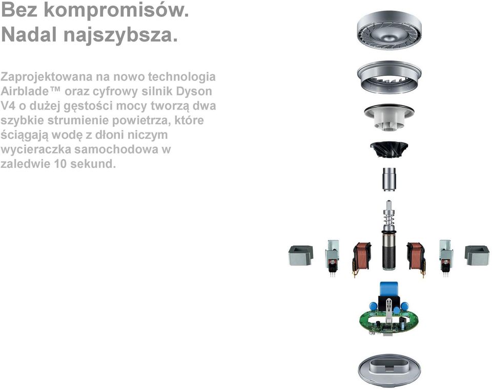 silnik Dyson V4 o dużej gęstości mocy tworzą dwa szybkie