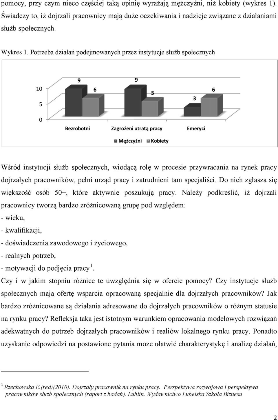 Potrzeba działań podejmowanych przez instytucje służb społecznych 9 9 Bezrobotni Zagrożeni utratą pracy Emeryci Mężczyźni Kobiety Wśród instytucji służb społecznych, wiodącą rolę w procesie