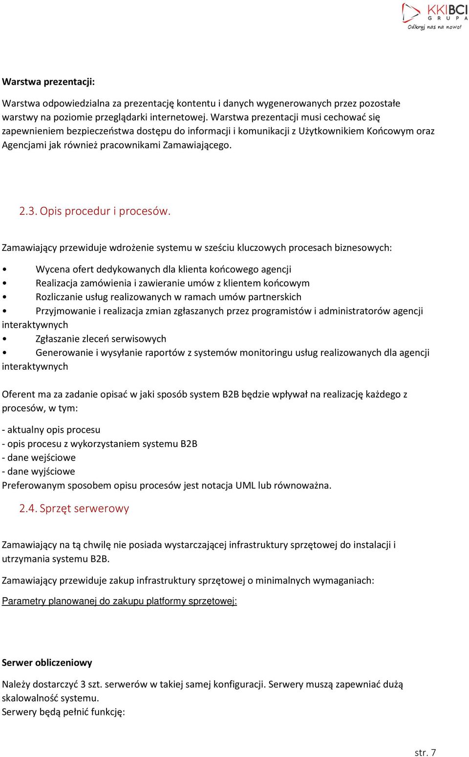 Opis procedur i procesów.