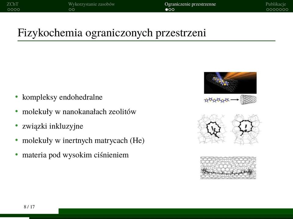 zeolitów związki inkluzyjne molekuły w