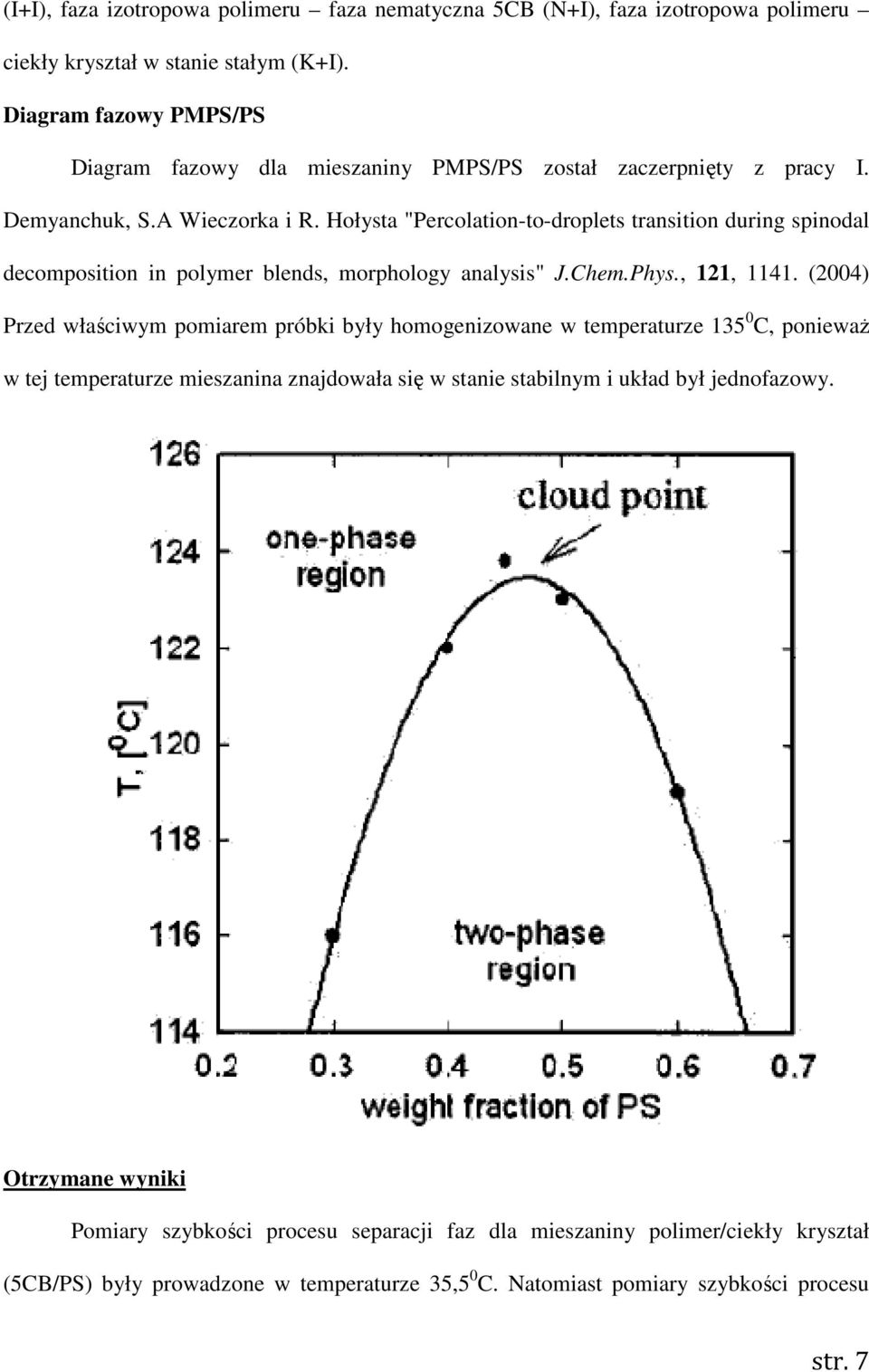 Hołysta "Percolation-to-droplets transition during spinodal decomposition in polymer blends, morphology analysis" J.Chem.Phys., 121, 1141.