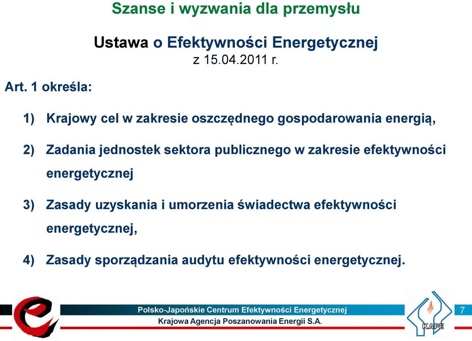 sektora publicznego w zakresie efektywności energetycznej 3) Zasady uzyskania i umorzenia