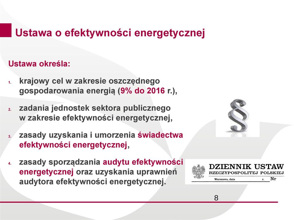 zadania jednostek sektora publicznego w zakresie efektywności energetycznej, 3.