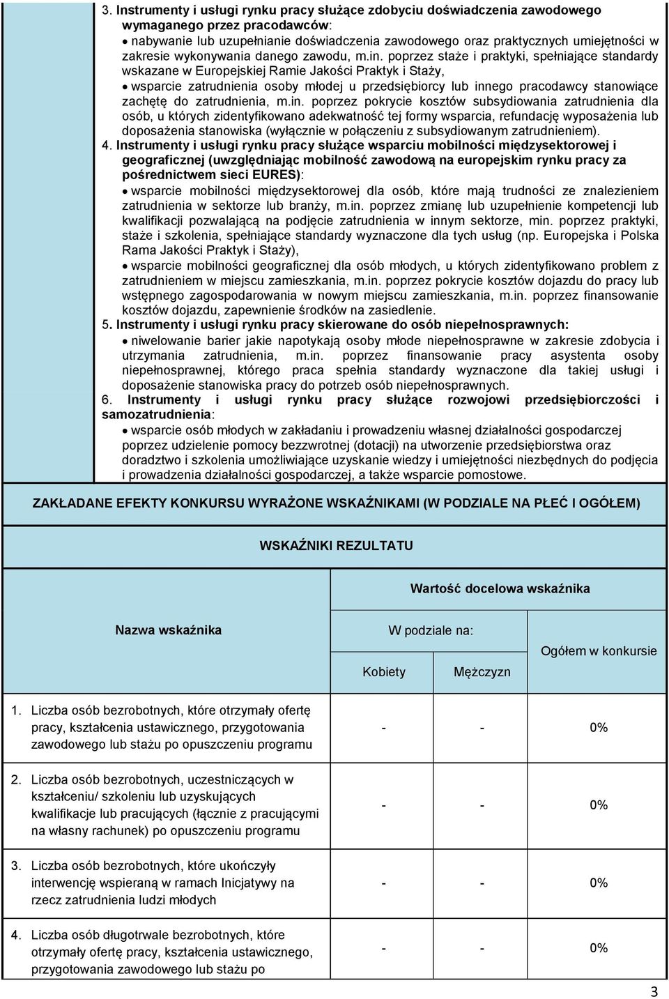 poprzez staże i praktyki, spełniające standardy wskazane w Europejskiej Ramie Jakości Praktyk i Staży, wsparcie zatrudnienia osoby młodej u przedsiębiorcy lub innego pracodawcy stanowiące zachętę do