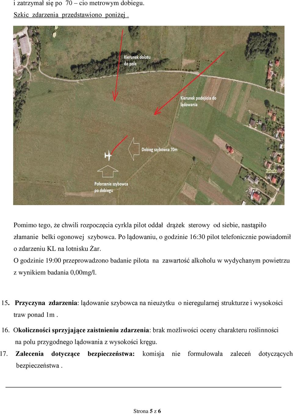 Po lądowaniu, o godzinie 16:30 pilot telefonicznie powiadomił o zdarzeniu KL na lotnisku Żar.