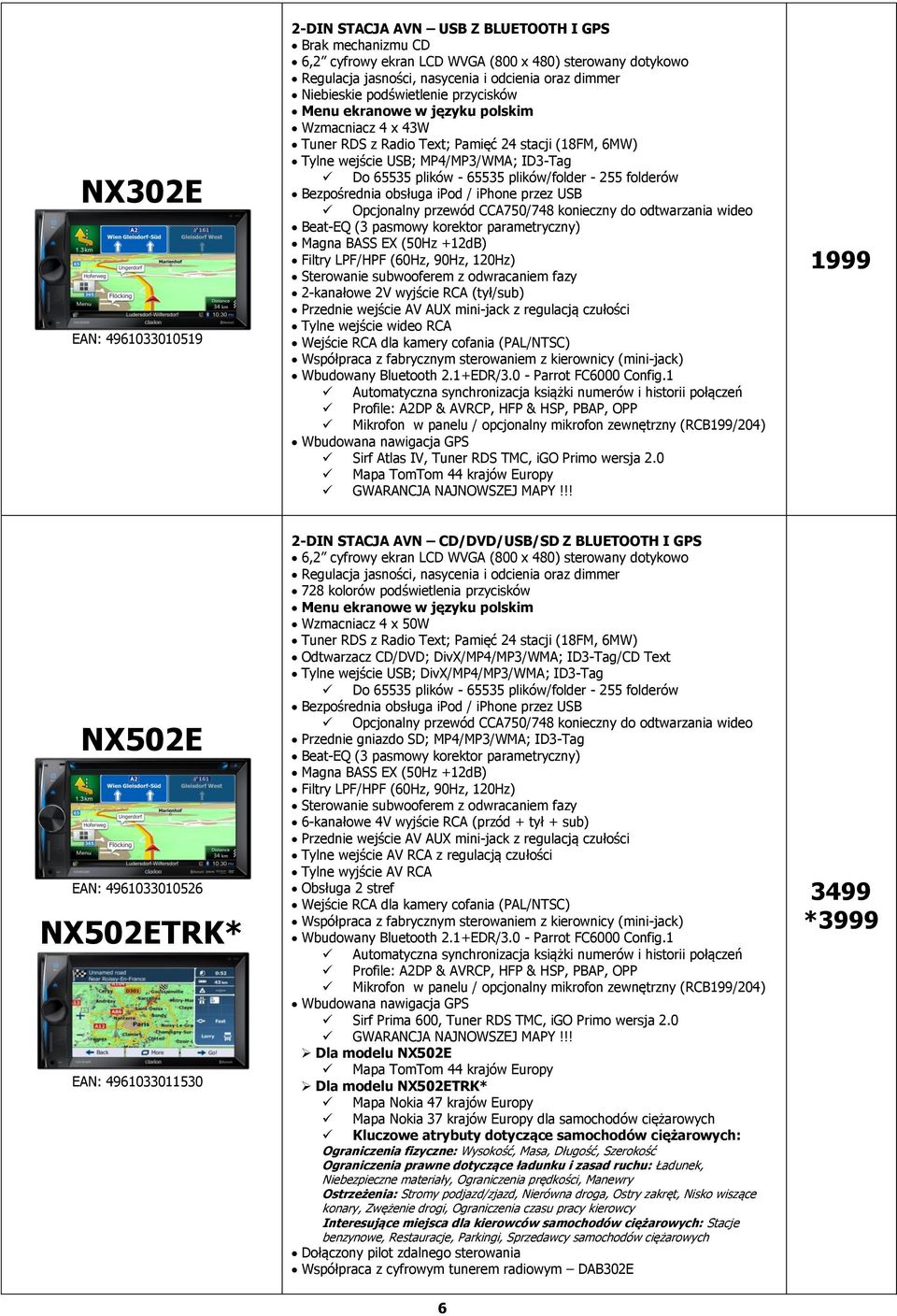 wejście USB; MP4/MP3/WMA; ID3-Tag Do 65535 plików - 65535 plików/folder - 255 folderów Opcjonalny przewód CCA750/748 konieczny do odtwarzania wideo Filtry LPF/HPF (60Hz, 90Hz, 120Hz) Sterowanie