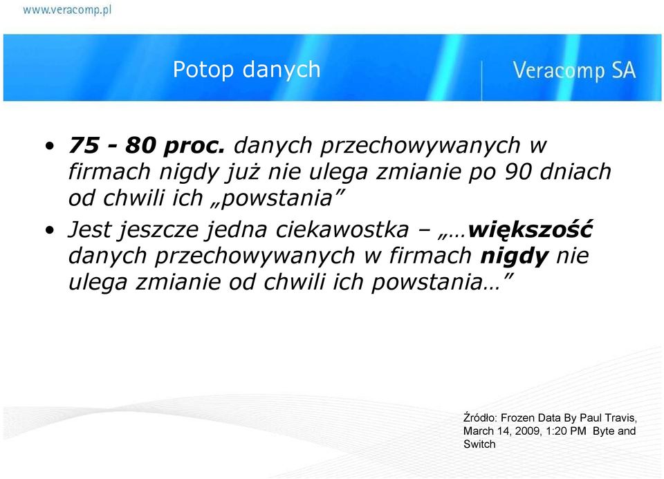 chwili ich powstania Jest jeszcze jedna ciekawostka większość danych