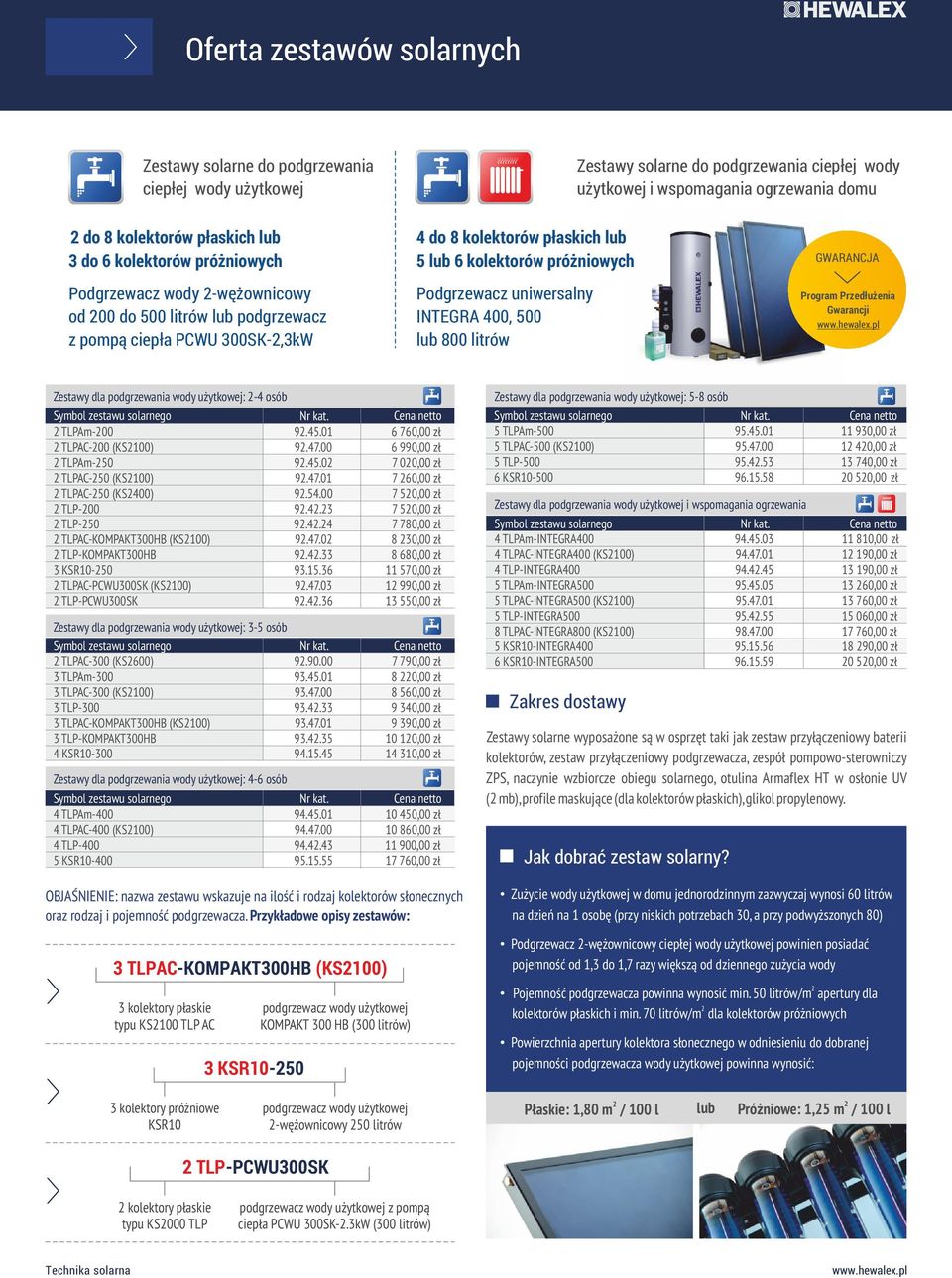 800 litrów GWARANCJA Prgram Przedłużenia Gwarancji Zestawy dla pdgrzewania wdy użytkwej: -4 sób TLPAm-00 9.45.01 6 760,00 zł TLPAC-00 (KS100) 9.47.00 6 990,00 zł TLPAm-50 9.45.0 7 00,00 zł TLPAC-50 (KS100) 9.