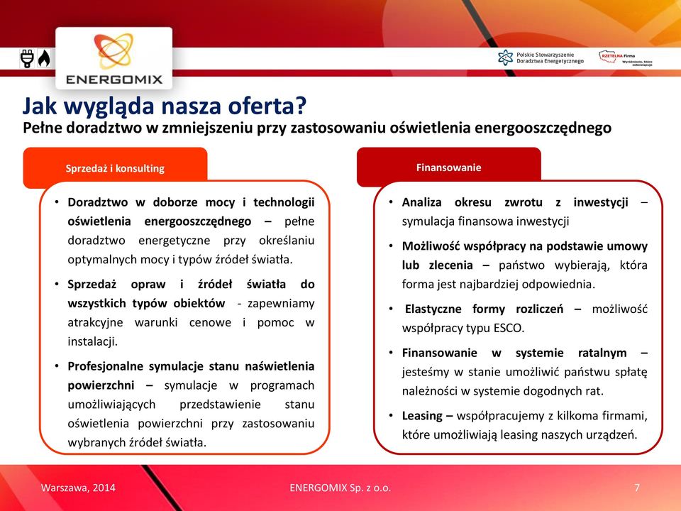 energetyczne przy określaniu optymalnych mocy i typów źródeł światła. Sprzedaż opraw i źródeł światła do wszystkich typów obiektów - zapewniamy atrakcyjne warunki cenowe i pomoc w instalacji.