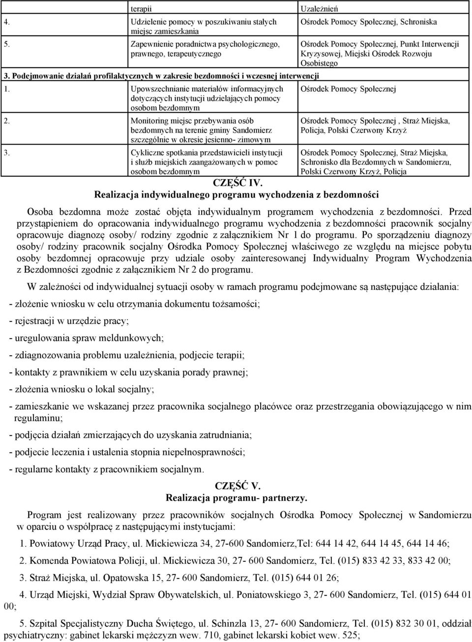 Monitoring miejsc przebywania osób bezdomnych na terenie gminy Sandomierz szczególnie w okresie jesienno- zimowym 3.