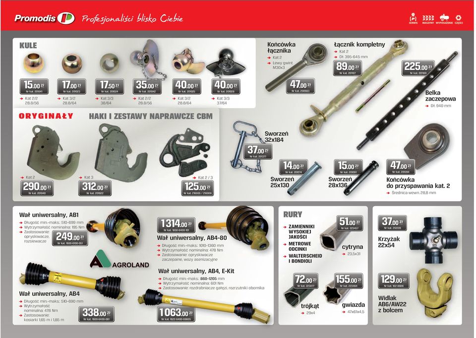 201107 07 Nr kat. 201189 Nr kat. 200983 Belka zaczepowa D. 940 mm HAKI I ZESTAWY NAPRAWCZE CBM Sworzeń 32x184 37.00 z Nr kat. 201377 14 4..00 00 z 15.00 z Kat 2 Kat 3 290 Kat 2 / 3 312.000 z.