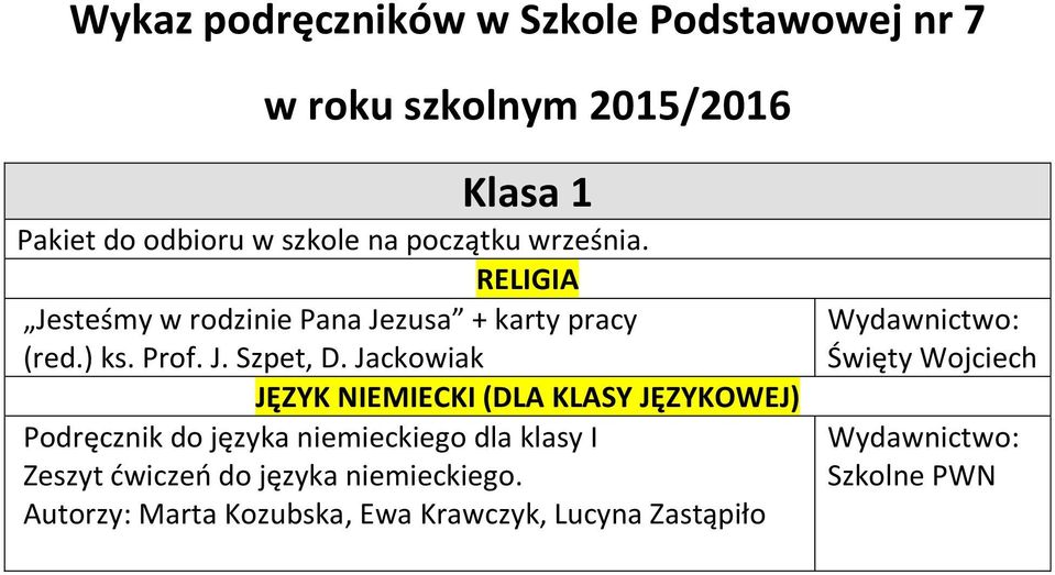 Jackowiak JĘZYK NIEMIECKI (DLA KLASY JĘZYKOWEJ) Podręcznik do języka niemieckiego