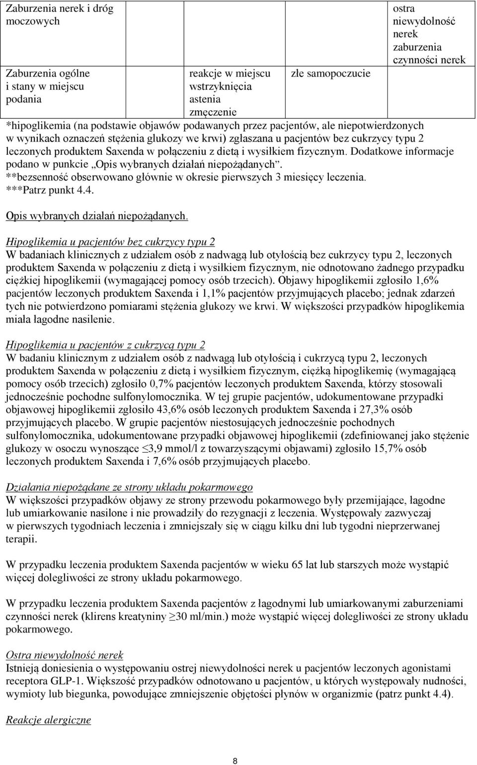 Saxenda w połączeniu z dietą i wysiłkiem fizycznym. Dodatkowe informacje podano w punkcie Opis wybranych działań niepożądanych.