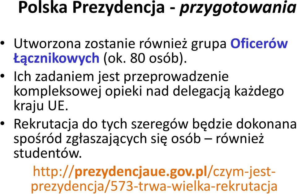 Ich zadaniem jest przeprowadzenie kompleksowej opieki nad delegacją każdego kraju UE.