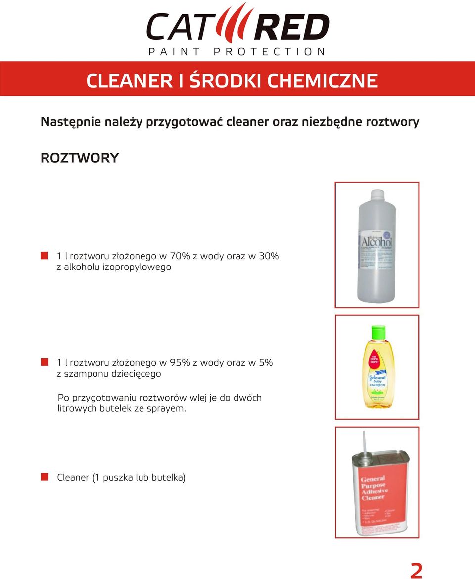 izopropylowego 1 l roztworu z³o onego w 95% z wody oraz w 5% z szamponu dzieciêcego Po