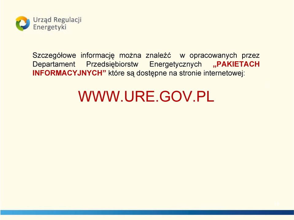 Energetycznych PAKIETACH INFORMACYJNYCH które