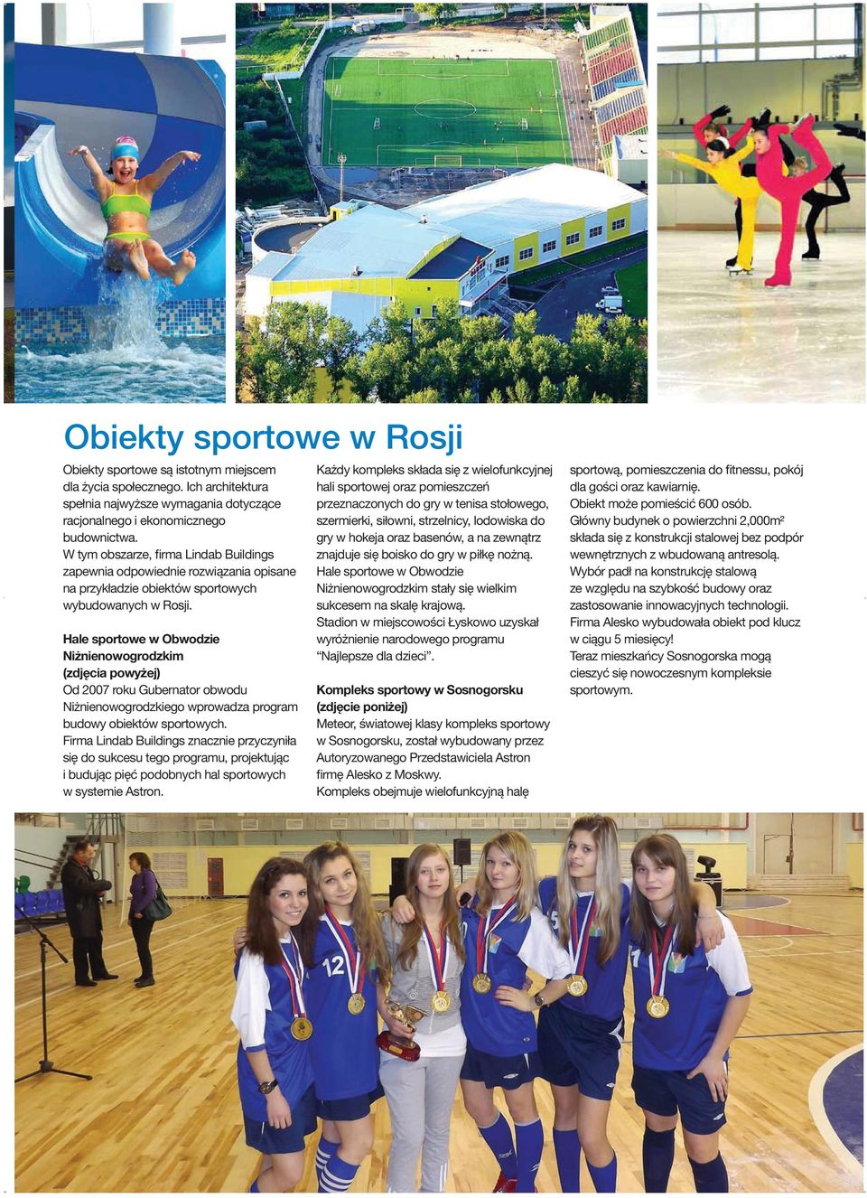 Hale sportowe w Obwodzie Niżnienowogrodzkim (zdjęcia powyżej) Od 2007 roku Gubernator obwodu Niżnienowogrodzkiego wprowadza program budowy obiektów sportowych.