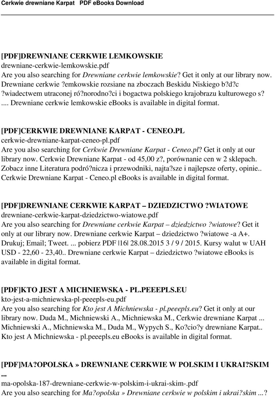 PL cerkwie-drewniane-karpat-ceneo-pl.pdf Are you also searching for Cerkwie Drewniane Karpat - Ceneo.pl? Get it only at our library now. Cerkwie Drewniane Karpat - od 45,00 z?
