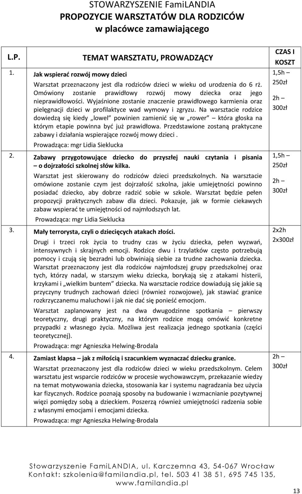 Omówiony zostanie prawidłowy rozwój mowy dziecka oraz jego nieprawidłowości. Wyjaśnione zostanie znaczenie prawidłowego karmienia oraz pielęgnacji dzieci w profilaktyce wad wymowy i zgryzu.