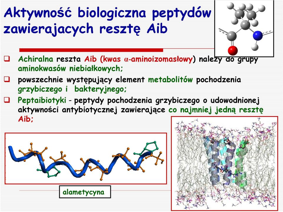 element metabolitów pochodzenia grzybiczego i bakteryjnego; Peptaibiotyki - peptydy