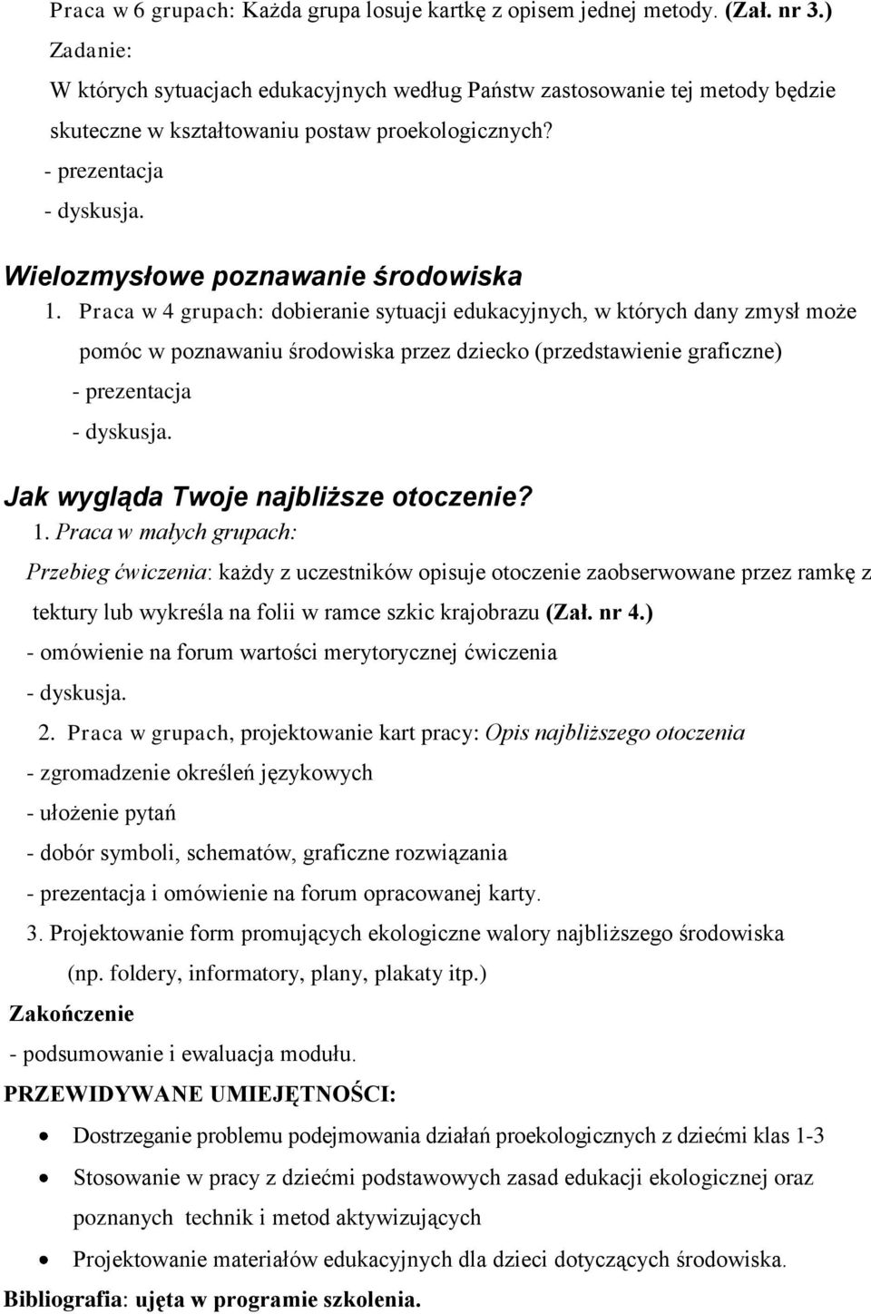 Wielozmysłowe poznawanie środowiska 1.