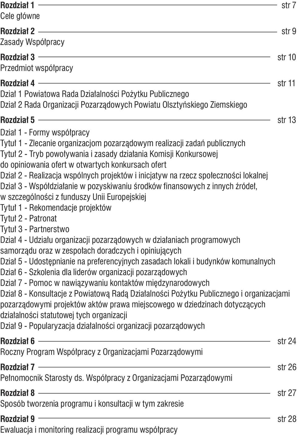 powoływania i zasady działania Komisji Konkursowej do opiniowania ofert w otwartych konkursach ofert Dział 2 - Realizacja wspólnych projektów i inicjatyw na rzecz społeczności lokalnej Dział 3 -