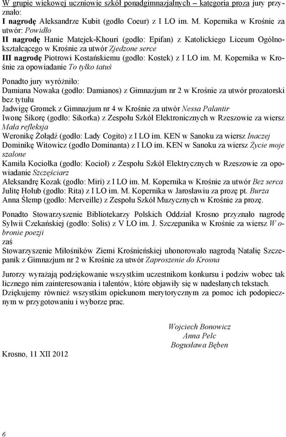 (godło: Kostek) z I LO im. M.