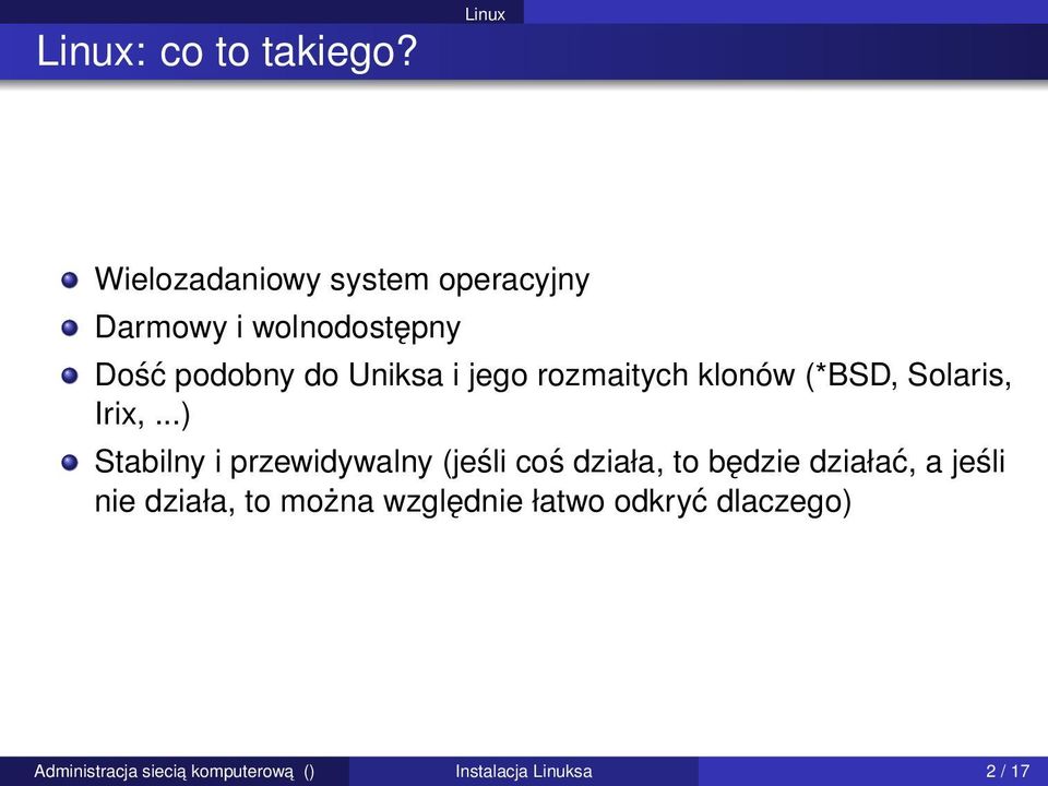 Uniksa i jego rozmaitych klonów (*BSD, Solaris, Irix,.