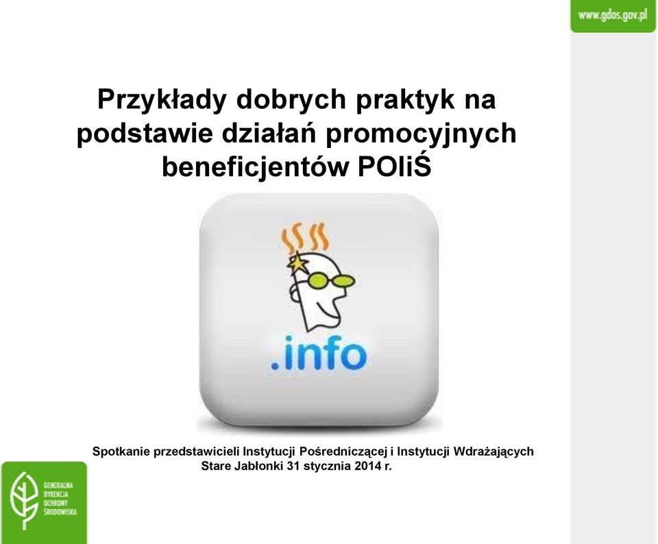 przedstawicieli Instytucji Pośredniczącej i