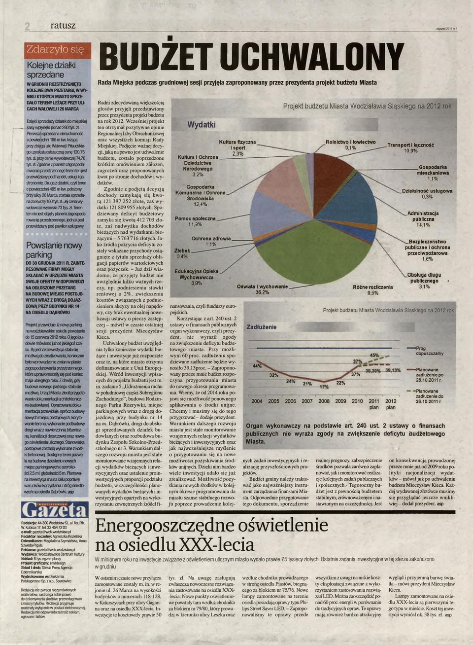 leżąca przy zbiegu ulic Watowej i Piłsudskiego uzyskała ostateczną cenę 120,75 tys. zł. przy cenie wywoławczej 74,70 tys. zł. Zgodnie z planem zagospodarowania przestrzennego teren ten jest przewidziany pod handel, usługi i ga stronomię.